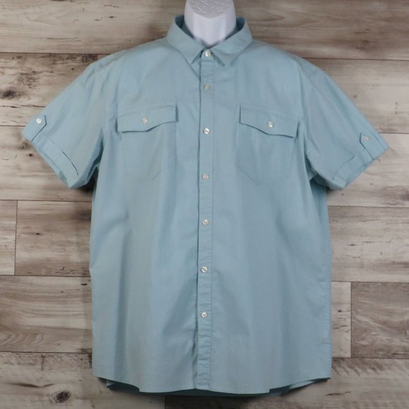 Apt.9* Men's Short Sleeve Button Down Curved Hem Chest Pocket Shirt~ Size XXL - Picture 1 of 10